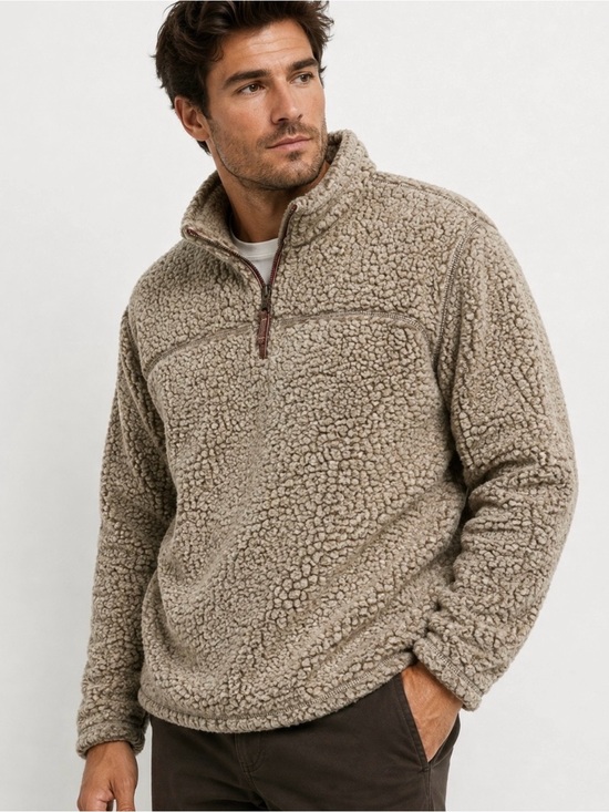 Grizzly Sherpa Other - Men's Grizzly Sherpa Quarter-Zip Pullover Sweater - Taupe